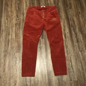 Maloja Corduroy Slim Straight Pants Women's Small Button Fly Burnt Orange